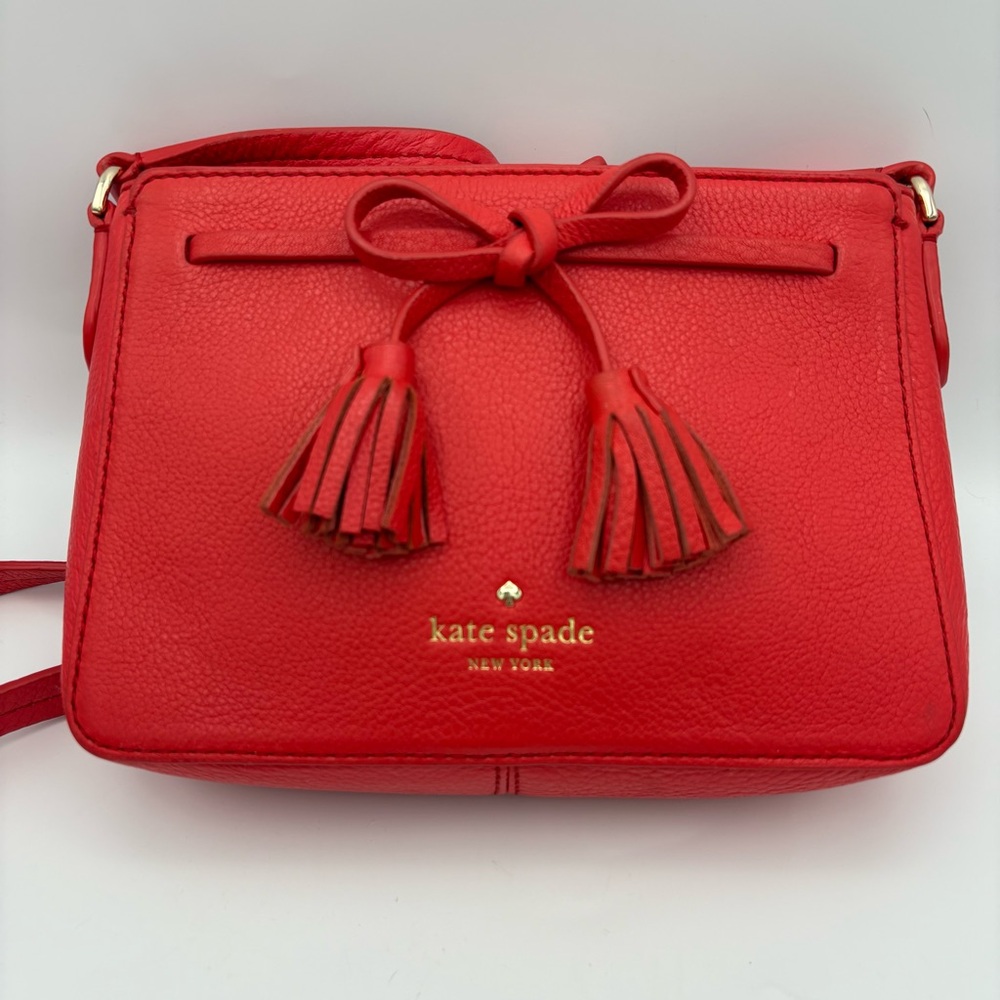 kate spade Red Leather Crossbody with Tassel Bow